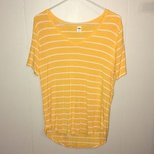 A yellow tee with white stripes.